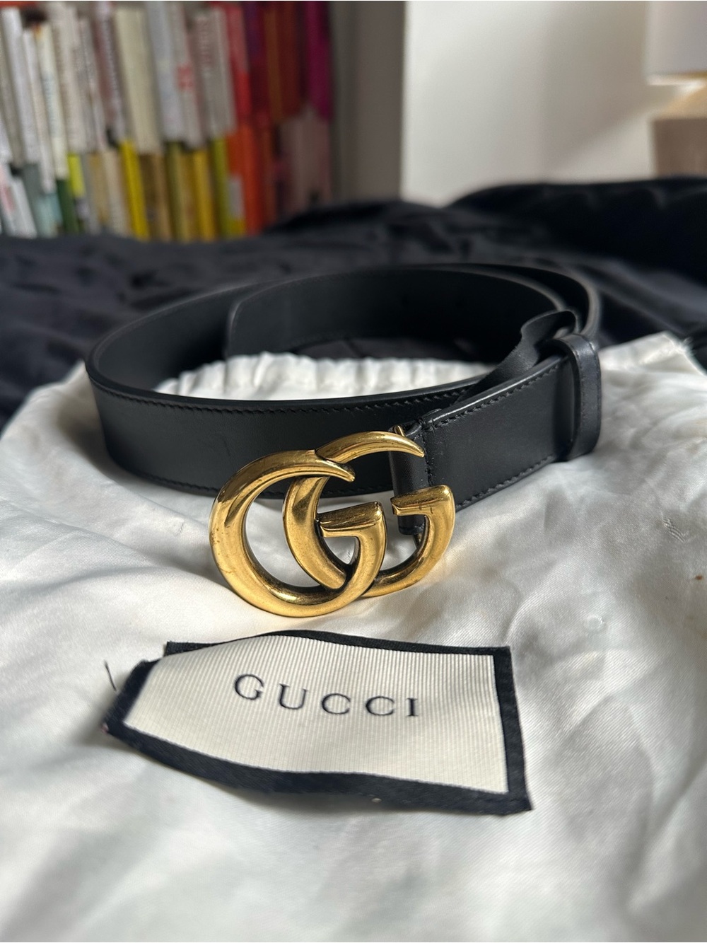Gucci Black Leather Belt with Bag